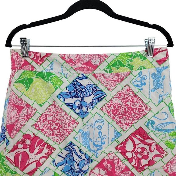 Lilly Pulitzer Jubilee Skirt 12 Multicolor‎ Patch Print A-line Mini Vibrant Fish - Picture 6 of 12